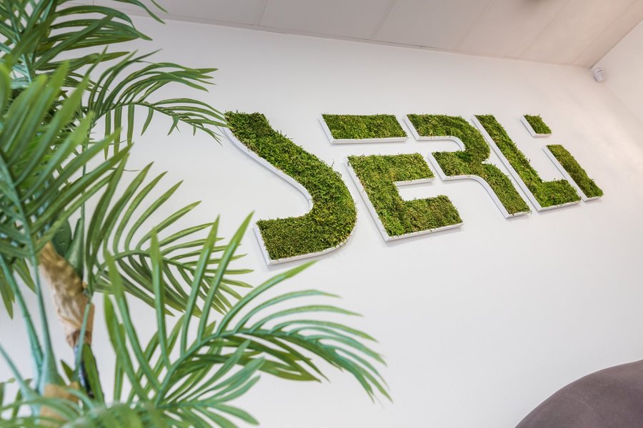 Le logo Serli en mousse végétale dans nos locaux